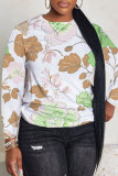 Light Pink Casual Floral Print O Neck Long Sleeve Fall Winter Sweatshirt