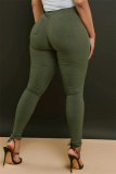 Red Casual Pockets High Waist Pencil Skinny Jeans