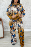 Blue Butterfly Print Long Sleeve Hooded Sweatshirt and Skinny Pant Casual Sportwear 2 Piece Sweatsuit