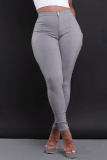 Red Casual Pockets High Waist Pencil Skinny Jeans