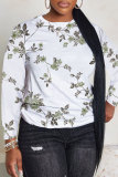 Light Pink Casual Floral Print O Neck Long Sleeve Fall Winter Sweatshirt