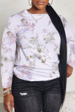 Light Pink Casual Floral Print O Neck Long Sleeve Fall Winter Sweatshirt