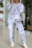 Multicolor Floral Print O Neck Long Sleeve Sweatshirt And Pants Sportwear Casual Two Pieces Jogger Sets