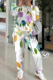 Multicolor Floral Print O Neck Long Sleeve Sweatshirt And Pants Sportwear Casual Two Pieces Jogger Sets