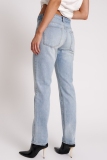 Light Blue Casual Belted High Waist Slim Fitted Denim Jeans