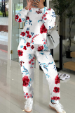 Multicolor Floral Print O Neck Long Sleeve Sweatshirt And Pants Sportwear Casual Two Pieces Jogger Sets
