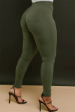 Red Casual Pockets High Waist Pencil Skinny Jeans