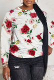 Light Pink Casual Floral Print O Neck Long Sleeve Fall Winter Sweatshirt
