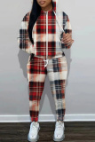 Red Graphics Print Long Sleeve Hooded Sweatshirt and Skinny Pant Casual Sportwear 2 Piece Sweatsuit