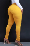 Red Casual Pockets High Waist Pencil Skinny Jeans