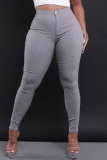 Red Casual Pockets High Waist Pencil Skinny Jeans