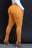 Red Casual Pockets High Waist Pencil Skinny Jeans