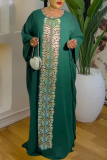 Yellow African Print O Neck Bat-wing Sleeve Casual Wear Loose Kaftan Maxi Dress With Tank Dress Two Pieces Dress Sets