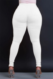 Red Casual Pockets High Waist Pencil Skinny Jeans