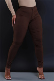 Red Casual Pockets High Waist Pencil Skinny Jeans