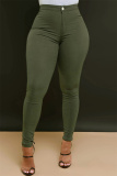 Red Casual Pockets High Waist Pencil Skinny Jeans