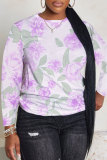Light Pink Casual Floral Print O Neck Long Sleeve Fall Winter Sweatshirt