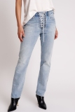 Light Blue Casual Belted High Waist Slim Fitted Denim Jeans