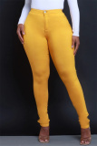 Red Casual Pockets High Waist Pencil Skinny Jeans