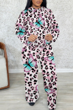 Blue Butterfly Print Long Sleeve Hooded Sweatshirt and Skinny Pant Casual Sportwear 2 Piece Sweatsuit