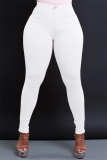 Red Casual Pockets High Waist Pencil Skinny Jeans