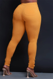 Red Casual Pockets High Waist Pencil Skinny Jeans