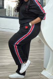 Apricot Casual Stripe Print O Neck Long Sleeve Sweatshirt And Skinny Pants Sportwear Matching Sweatsuit Set