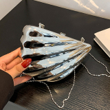 Silver Casual Metallic Geometric Handbag Chains Bags