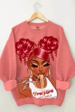 Brown Casual Figure Print Long Sleeve Fall Winter Hooded Sweatshirt
