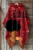 Multicolor Figure Print Cape Sleeves Casual Fall Winter Hooded Sweatshirt