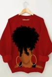 Brown Casual Figure Print Long Sleeve Fall Winter Hooded Sweatshirt