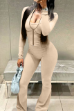Gray Blue Zipper Collar Long Sleeve Jackets And Sweatpants Casual Sportwear Two Pieces Jogger Sets