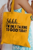 Khaki Gifts Letter Print Tote Bag Casual Canvas Bags
