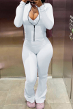 Gray Blue Zipper Collar Long Sleeve Jackets And Sweatpants Casual Sportwear Two Pieces Jogger Sets