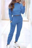 Apricot Casual Long Sleeve Pocket Crop Sweatshirt And Skinny Pants Casual Sportwear Matching Sweatsuit set
