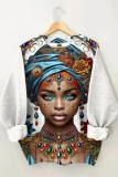 Brown Casual Figure Print Long Sleeve Fall Winter Sweatshirt