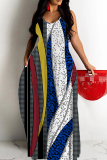 Multicolor Graphics Print Sleeveless Backless Spaghetti Strap Floor Length Vacation Baggy Sundress Maxi Slip Dress
