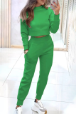 Apricot Casual Long Sleeve Pocket Crop Sweatshirt And Skinny Pants Casual Sportwear Matching Sweatsuit set