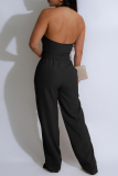 Black 3D Flower Buckle V Neck Sleeveless Blazer Vest And Pants Formal Office Shape Casual Two Pieces Suit Sets