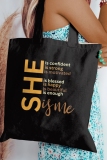 Khaki Gifts Letter Print Tote Bag Casual Canvas Bags