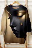 Brown Casual Figure Print Long Sleeve Fall Winter Sweatshirt