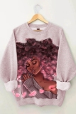 Brown Casual Figure Print Long Sleeve Fall Winter Hooded Sweatshirt