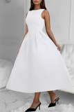 Red Formal Office Evening Party Prom Sleeveless Backless O Neck A Line Maxi Flowy Dresses