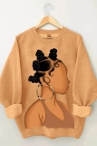 Brown Casual Figure Print Long Sleeve Fall Winter Hooded Sweatshirt
