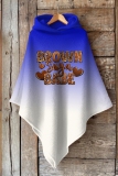 Dark Purple Gradient Print Cape Sleeves Irregular Hem Casual Fall Winter Hooded Sweatshirt