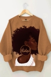 Brown Casual Figure Print Long Sleeve Fall Winter Hooded Sweatshirt
