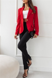Red Cardigan Turn-back Collar Long Sleeve Casual Formal Office Blazer Jackets