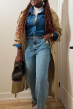 Blue High Waist Casual Outing Straight Leg Distressed Denim Jeans