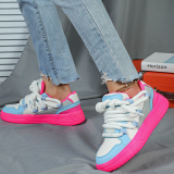 Pink Casual Sportswear Belted Round Low-Top Sneakers