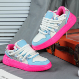 Pink Casual Sportswear Belted Round Low-Top Sneakers